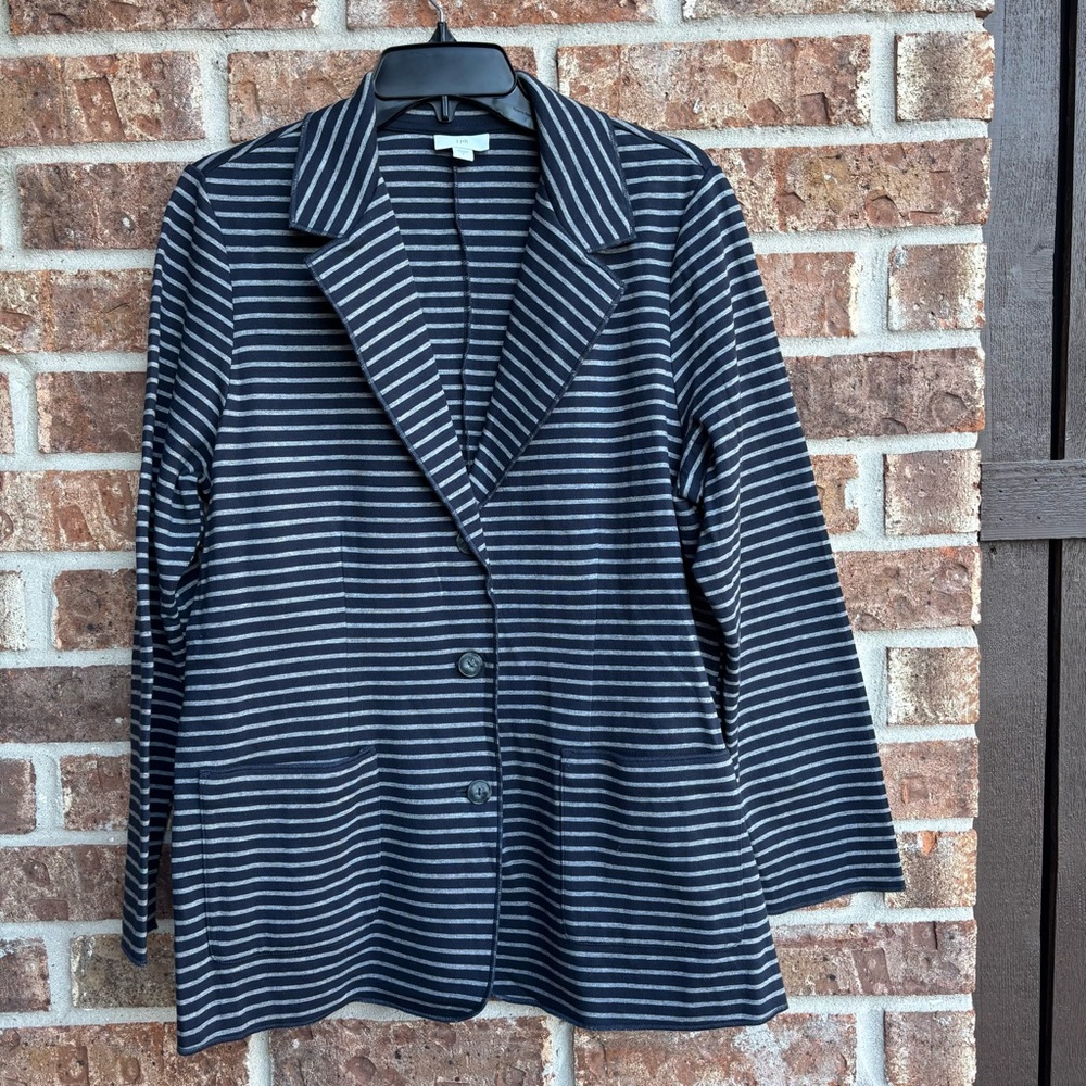 J. Jill navy  and Gray Striped Blazer